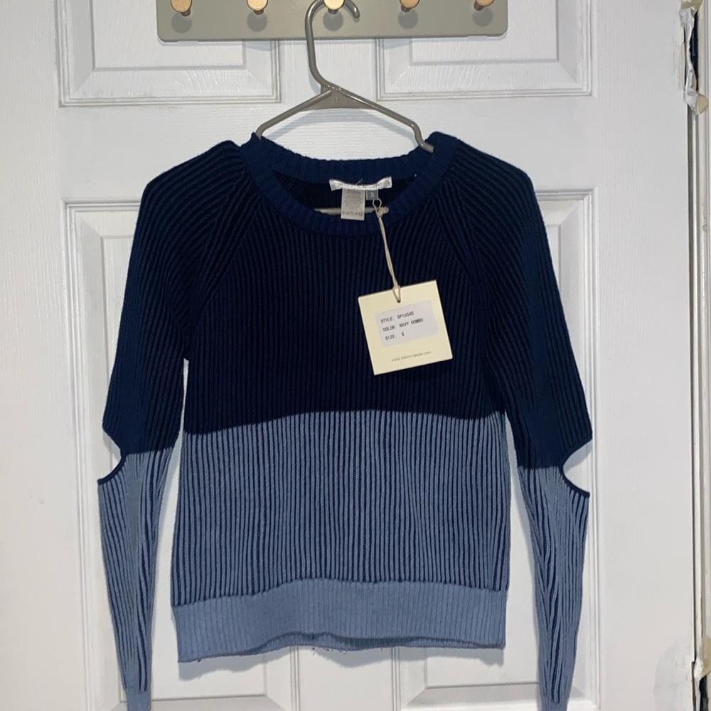 Stitch & Needle Serra Pleated CrewNeck Ribbed Sweater Size S NWT